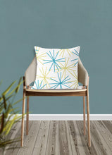 Load image into Gallery viewer, Blue and yellow mod pillow, decorative pattern, modern Interior decor, home decor, pillow cover, pillow insert, pillow case, modern pillow