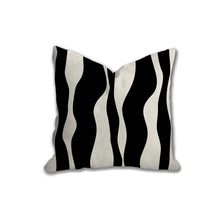Load image into Gallery viewer, waves pillow, wavy black pattern, modern pillow, Interior decor, home decor pillow cover and insert, home accent pillow