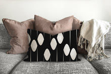 Load image into Gallery viewer, Shapes throw pillow, black and white pattern, modern pillow, Interior decor, pillow cover and insert, home interiors, home accent pillow