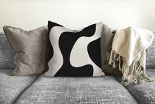 Load image into Gallery viewer, Black and white pillow, wavy black pattern, modern pillow, Interior decor, home decor pillow cover and insert, home accent pillow