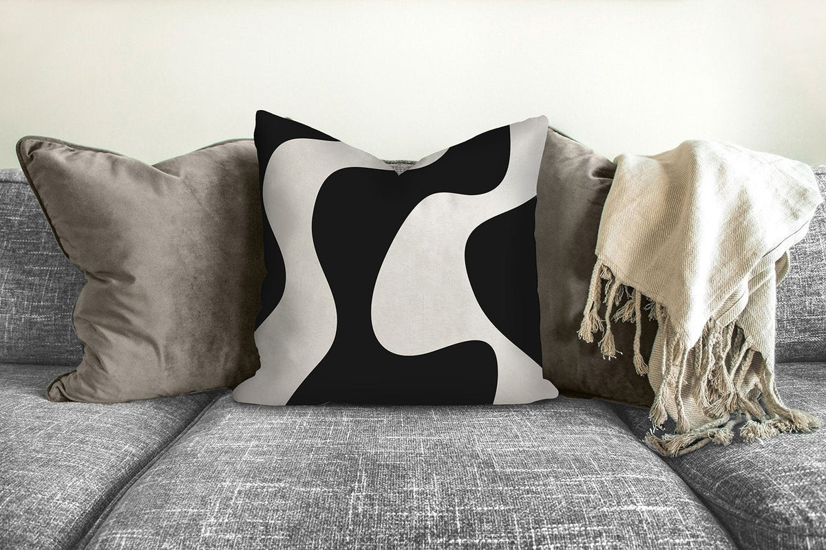 Black and white pillow wavy black pattern modern pillow