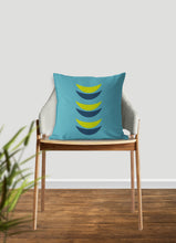 Load image into Gallery viewer, Crescent moon pillow, blue and green mid century, boho modern pillow, Interior decor, home decor pillow cover and insert, accent pillow