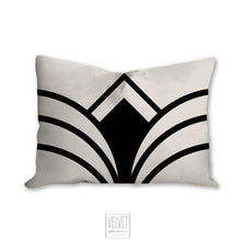 Load image into Gallery viewer, Art deco pillow, retro linear black pattern, modern pillow, Interior decor, home decor, pillow cover, accent pillow, architectural