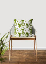Load image into Gallery viewer, Green pillow, throw pillow with Art deco geometric, retro linear pattern, modern pillow, Interior decor, pillow cover, home accent pillow