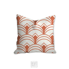 Load image into Gallery viewer, Coral pillow, throw pillow with Art deco geometric, retro linear pattern, modern pillow, Interior decor, pillow cover, home accent pillow