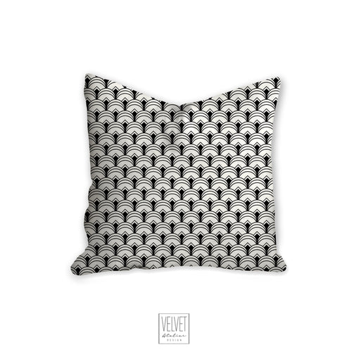 Art deco patterned pillow, retro linear black pattern, modern pillow, Interior decor, home decor pillow cover and insert, home accent pillow