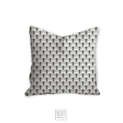 gray art deco pillow, scalloped pattern, throw pillow, retro, interior design, modern pillow, Interior decor, pillow cover, home accents