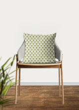 Load image into Gallery viewer, green art deco pillow, scalloped pattern, throw pillow, retro, interior design, modern pillow, Interior decor, pillow cover, home accents