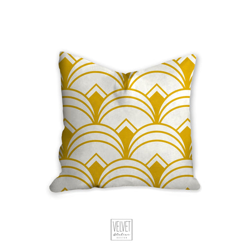 Yellow pillow, throw pillow with Art deco geometric, retro linear pattern, modern pillow, Interior decor, pillow cover, home accent pillow