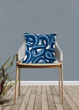 Load image into Gallery viewer, Blue abstract pillow, tangled waves pattern, modern pillow, Interior decor, home decor pillow cover and insert, 3d home accent pillow
