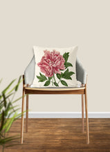 Load image into Gallery viewer, Peony throw pillow, pink floral pillow, Interior decor, home decor, pillow cover and insert, botanical decor, floral decor pillow