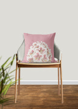 Load image into Gallery viewer, White flowers throw pillow, pink floral pillow, Interior decor, home decor, pillow cover and insert, botanical decor, tropical decor pillow