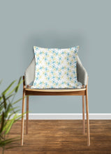 Load image into Gallery viewer, Little stars pillow with yellow and blue stars, modern decor, home interior, pillow cover, pillow insert, pillow case, kids room, nursery