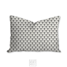 Load image into Gallery viewer, gray art deco pillow, scalloped pattern, throw pillow, retro, interior design, modern pillow, Interior decor, pillow cover, home accents