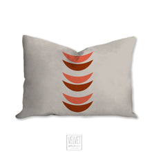 Load image into Gallery viewer, Crescent moon pillow, red tangerine, mid century, boho modern pillow, Interior decor, home decor, pillow cover and insert, accent pillow