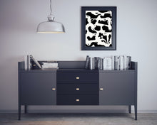 Load image into Gallery viewer, abstract black and white art print, clustered love, heart, modern art print wall decor, fine art, wall hanging, Interior design, home decor