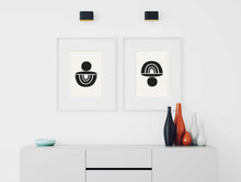 Load image into Gallery viewer, Mid century black and white print, retro style, neutral fine art print wall decor, modern art, fine art, wall hanging, Interior design, home