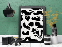 Load image into Gallery viewer, abstract black and white art print, clustered love, heart, modern art print wall decor, fine art, wall hanging, Interior design, home decor