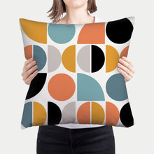 Load image into Gallery viewer, Mid century multi color pillow, cover and insert, abstract shapes modern pillow, home accent pillow