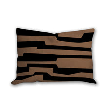 Load image into Gallery viewer, Brown and black pillow with labyrinth pattern
