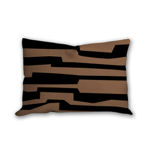 Brown and black pillow with labyrinth pattern