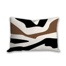 Load image into Gallery viewer, Black and brown organic shapes pillow