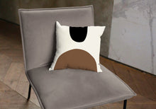 Load image into Gallery viewer, Black and brown abstract shapes pillow
