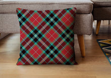 Load image into Gallery viewer, Red green and blue bold plaid decorative pillow