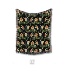Load image into Gallery viewer, Boho floral throw blanket, Woven Blanket, Pumpkin Flowers, Tapestry, Retro, Cozy And Stylish, Interior Decor, Home Accent, Home Decor