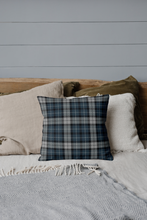 Load image into Gallery viewer, Blue tartan decorative pillow
