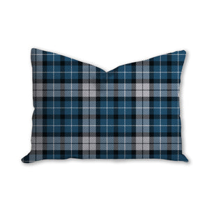 Blue tartan decorative pillow