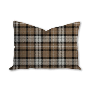 Brown tartan decorative pillow