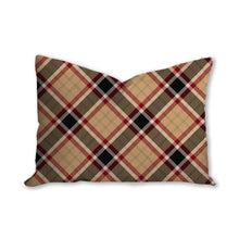 Load image into Gallery viewer, Tan tartan decorative pillow