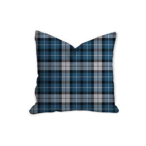 Blue tartan decorative pillow