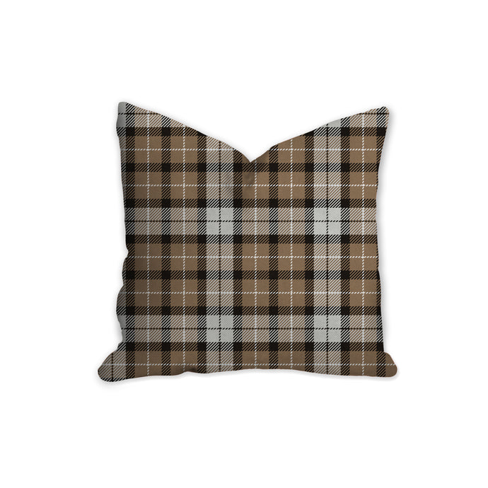 Brown tartan decorative pillow
