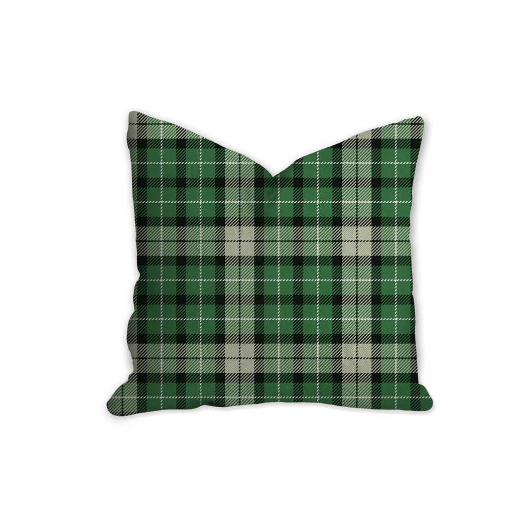 Green tartan decorative pillow