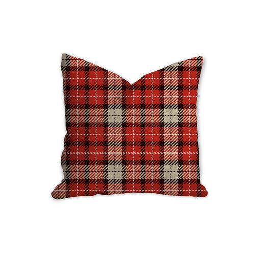 Red tartan decorative pillow