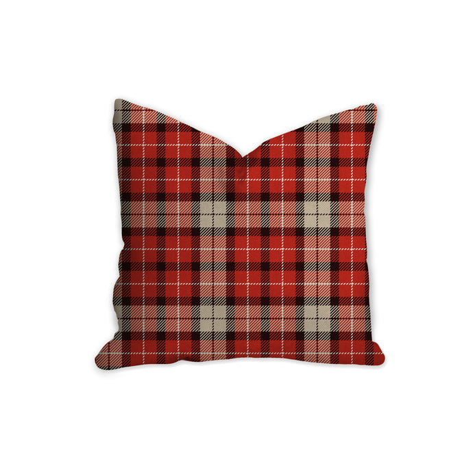 Red tartan decorative pillow