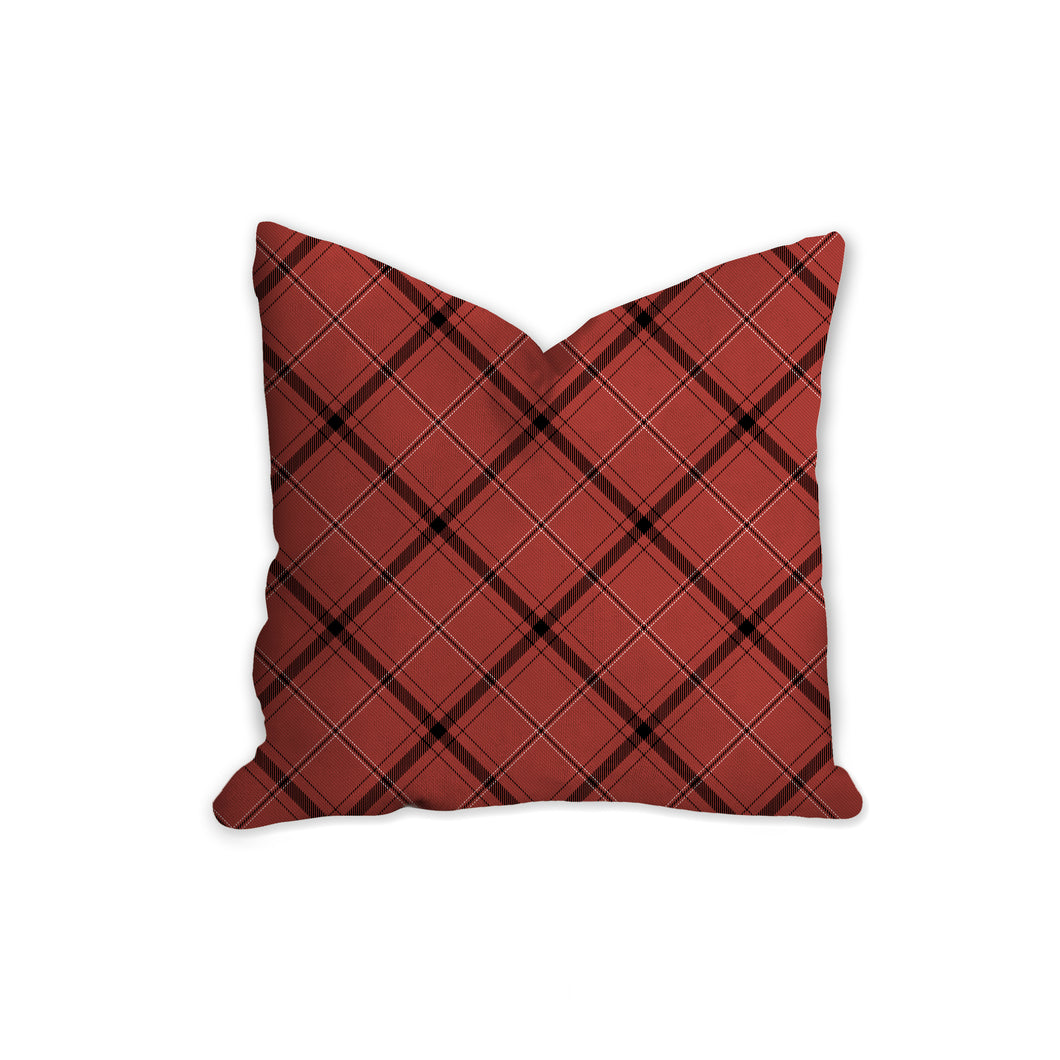 Red plaid decorative pillow