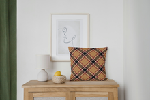 Load image into Gallery viewer, Tan tartan decorative pillow