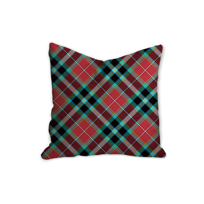 Red green and blue bold plaid decorative pillow