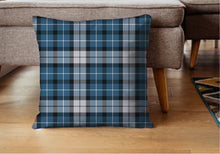 Load image into Gallery viewer, Blue tartan decorative pillow