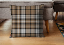Load image into Gallery viewer, Brown tartan decorative pillow