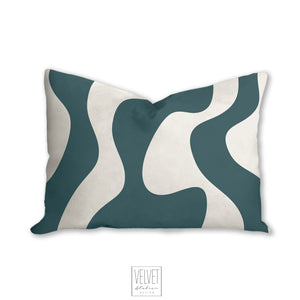 Teal pillow, wavy pattern, modern pillow, Interior decor, home decor pillow cover and insert, home accent pillow
