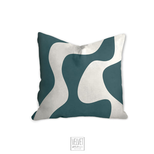 Teal pillow, wavy pattern, modern pillow, Interior decor, home decor pillow cover and insert, home accent pillow