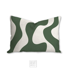 Load image into Gallery viewer, Dark green pillow, wavy pattern, modern pillow, Interior decor, home decor pillow cover and insert, home accent pillow