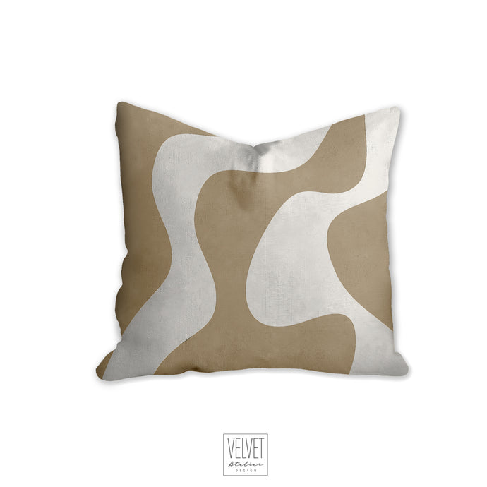 Tan pillow, wavy pattern, modern pillow, Interior decor, home decor pillow cover and insert, home accent pillow