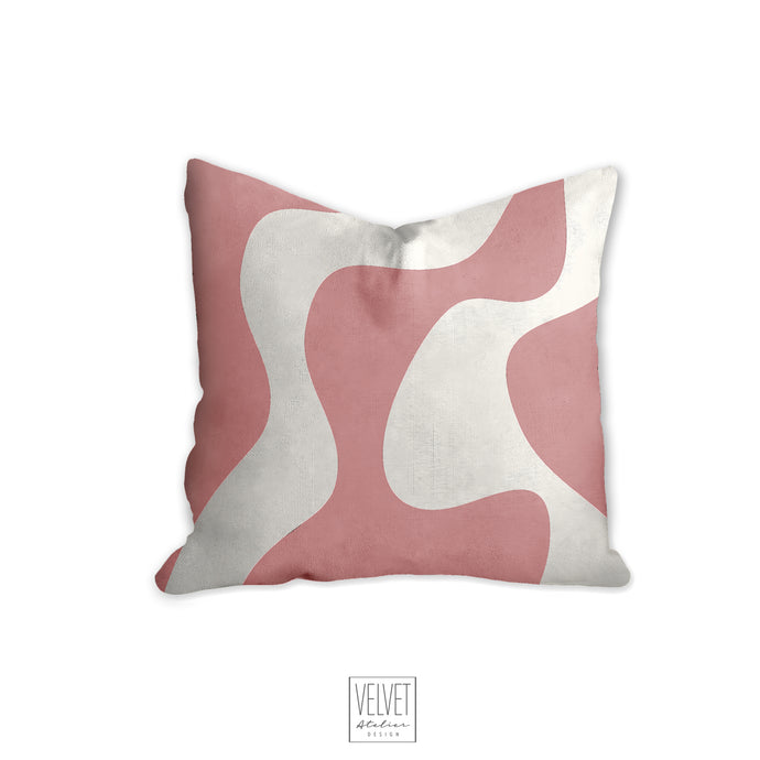 Pink pillow, wavy pattern, modern pillow, Interior decor, home decor pillow cover and insert, home accent pillow