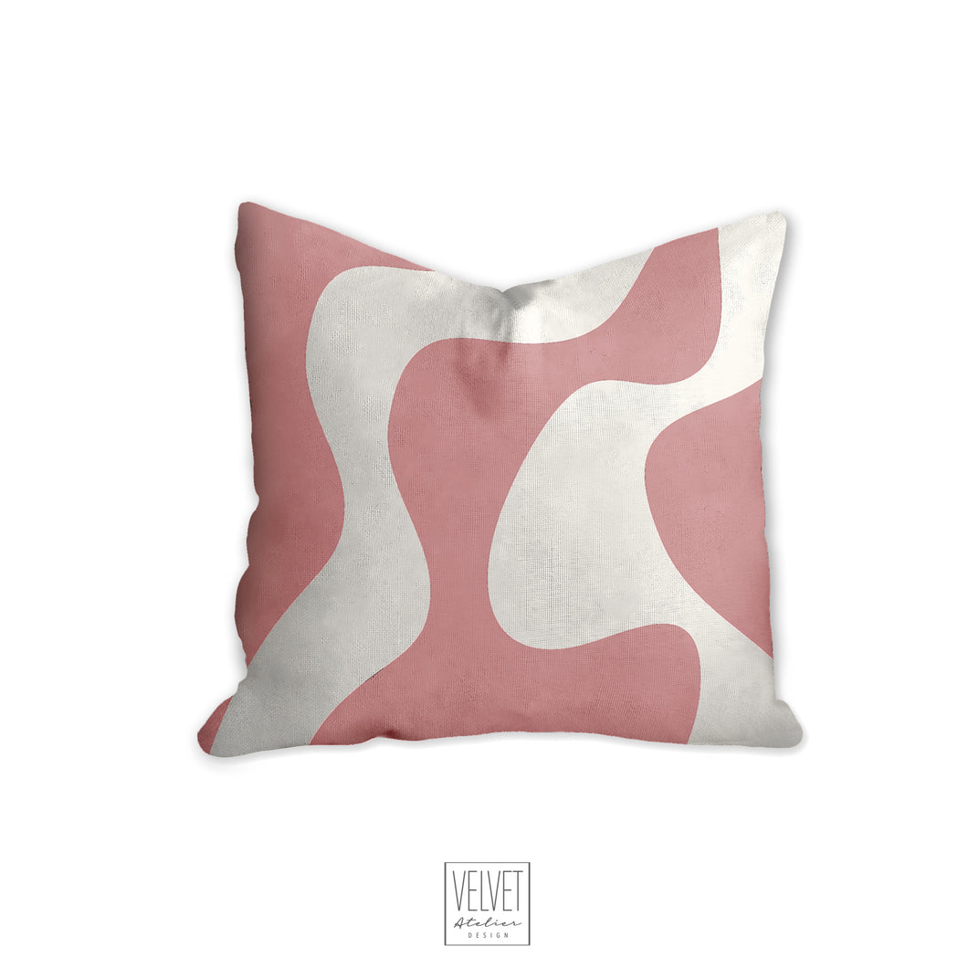 Pink pillow, wavy pattern, modern pillow, Interior decor, home decor pillow cover and insert, home accent pillow