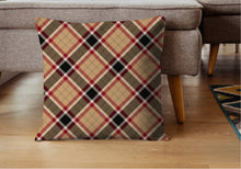 Load image into Gallery viewer, Tan tartan decorative pillow